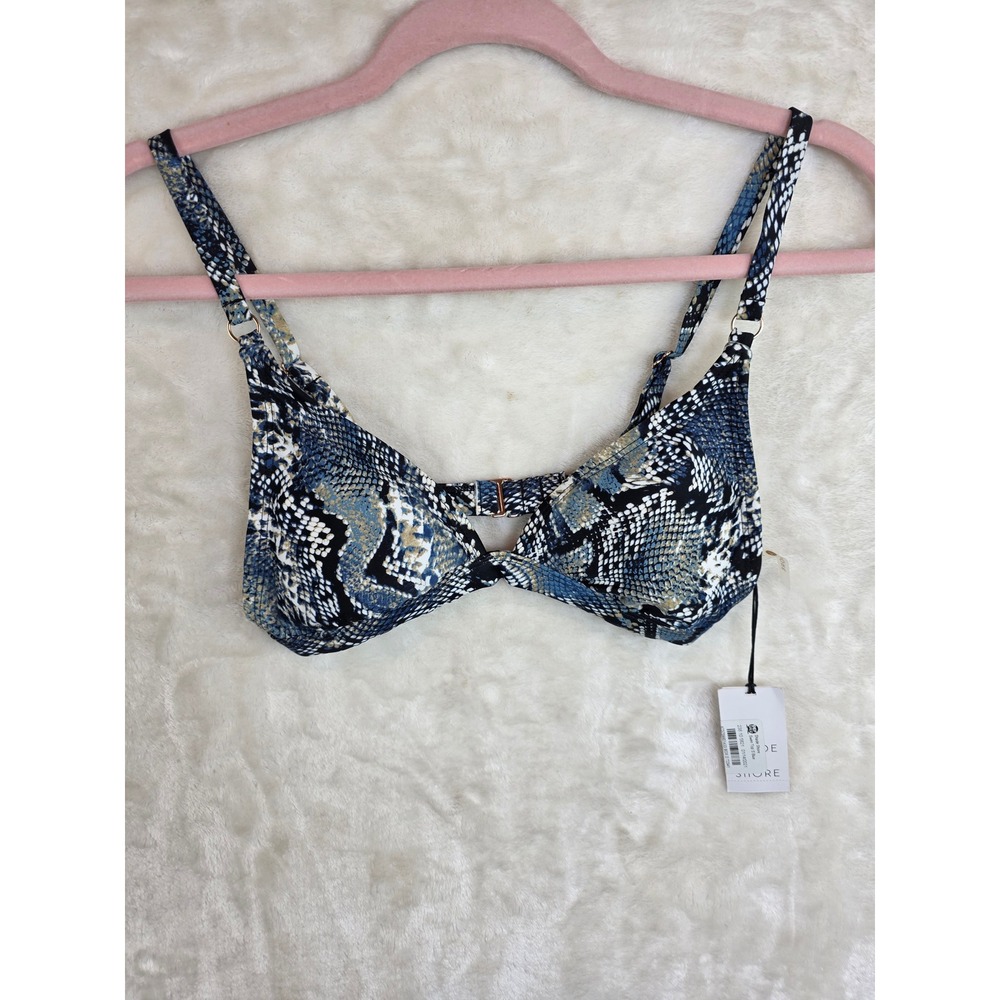 Shade & Shore Blue Snake Print Bikini Set Small Top Medium Bottoms AF018T AF019B - Picture 5 of 14